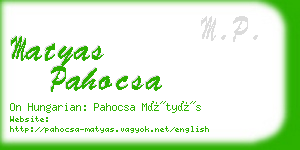 matyas pahocsa business card